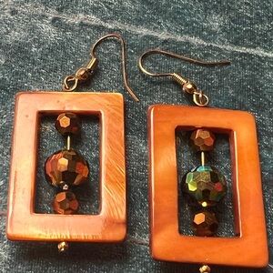 Orange Shell Rectangle with Crystal rondels